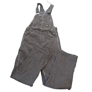 NWT Berne Workwear Size 32x34 Denim Pinstripe Blue White Bib Overall Relaxed Fit